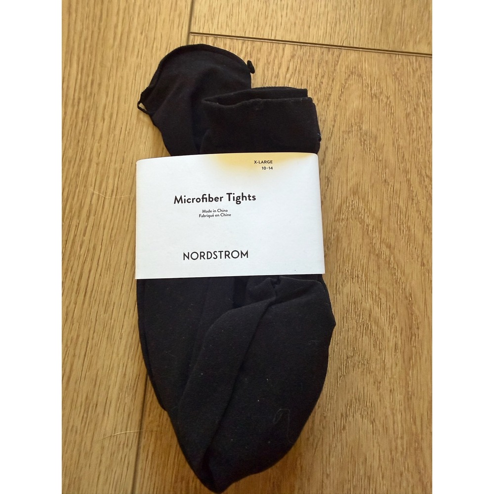Nordstrom Girls Microfiber Tights Black Size XL 10-14 Opaque Hosiery TT465498KW